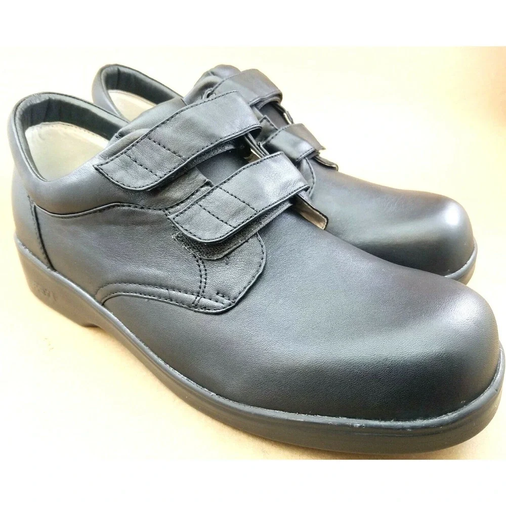 APEX B3000M Black Leather Therapeutic Diabetic Strap Men's Shoes Sz 12.5 M
